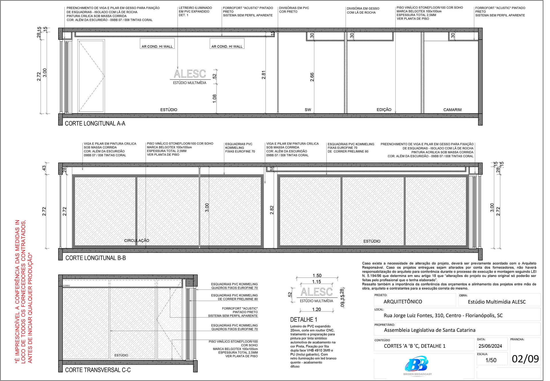 ARQUITETONICO - CORTES -PROJETO ESTUDIO - Brisen™ Engenharia